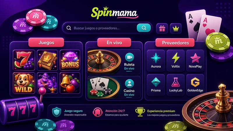 Lobby del casino con las categorías de juegos y proveedores